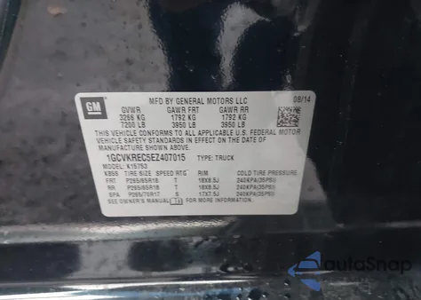 2014 Chevrolet Silverado 1500 2Lt from USA, damaged, VIN 1GCVKREC5EZ407015